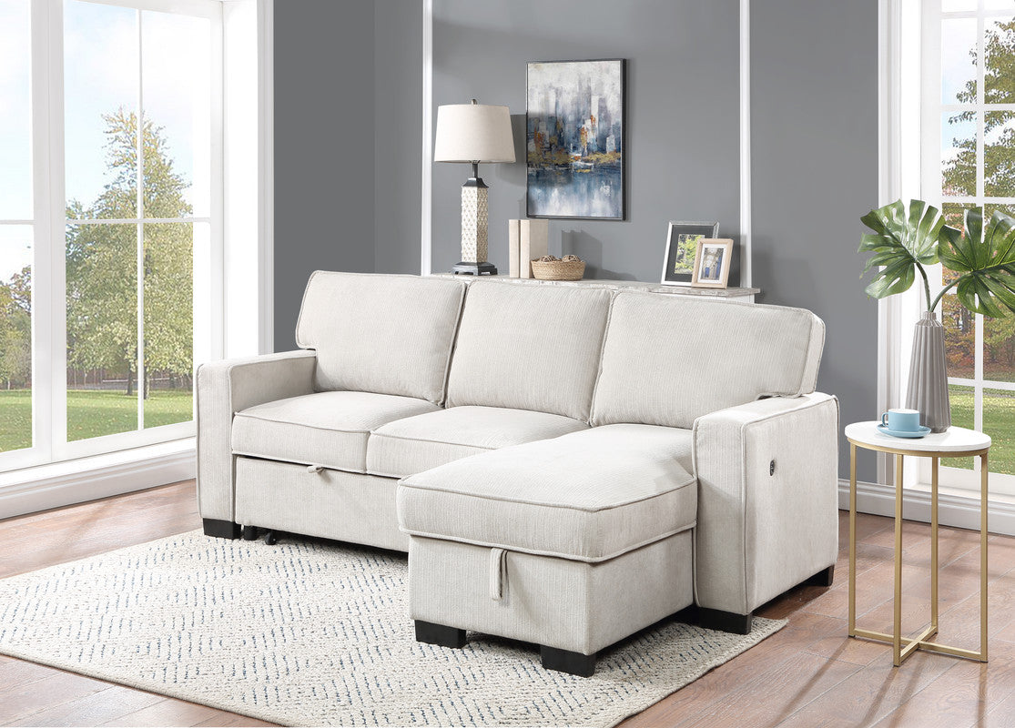 Anna Cream Sectional Sofa + Sleeper extension