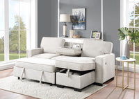 Anna Cream Sectional Sofa + Sleeper extension